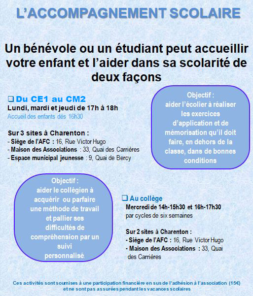 Accompagnement scolaire : l'AFC recrute des étudiants 